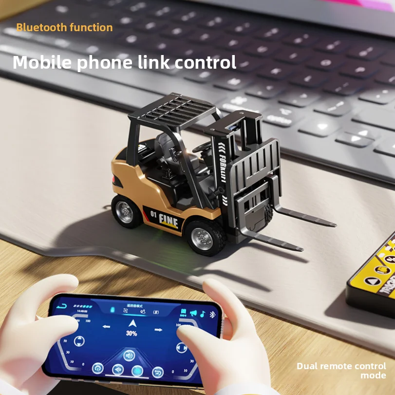 1: 64 Desktop Mini Alloy Remote Control Small Forklift Electric Simulation Engineering Vehicle Model Boy Remote Control Car With-Leplay