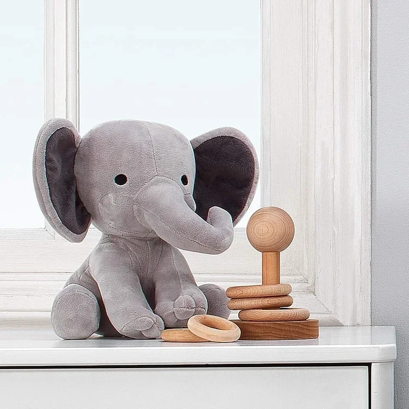 25cm Gray Elephant Stuffed Plush Toys Kawaii Animals Soft Sleeping Stuffed Pillow Doll Plushie for Baby Room Decorative Gifts-Leplay