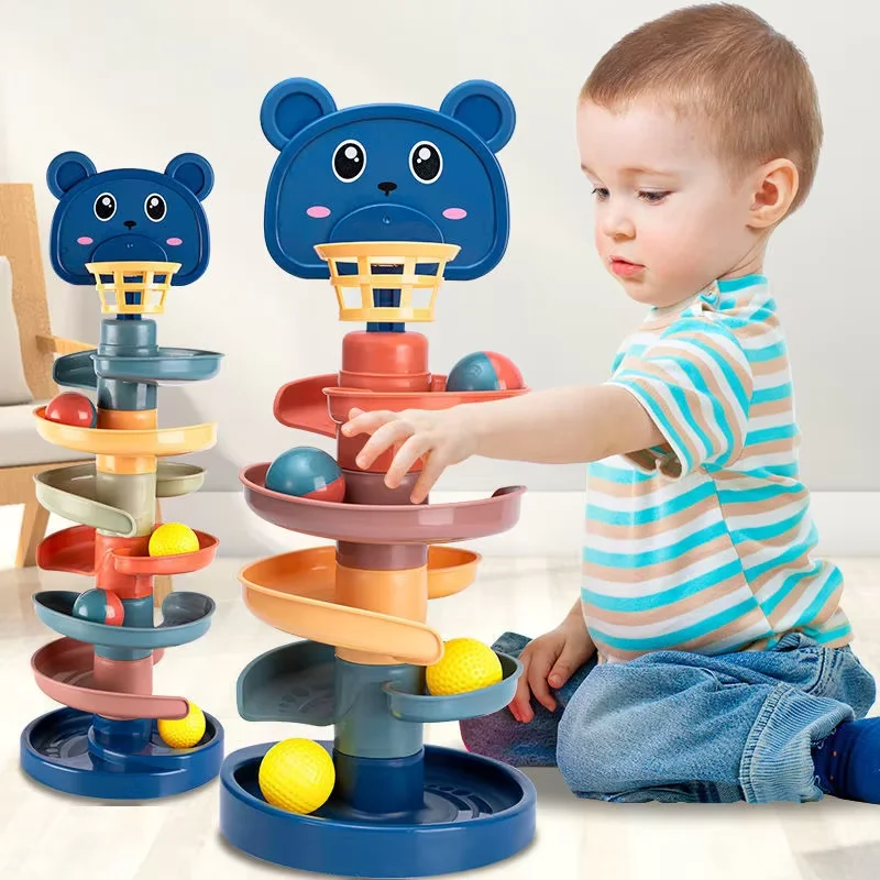 Montessori Rolling Ball Development Game Baby Ball Toy Educational Toys Montessori Activity Stacking Toys For Babies 1 2 3 Years-Leplay