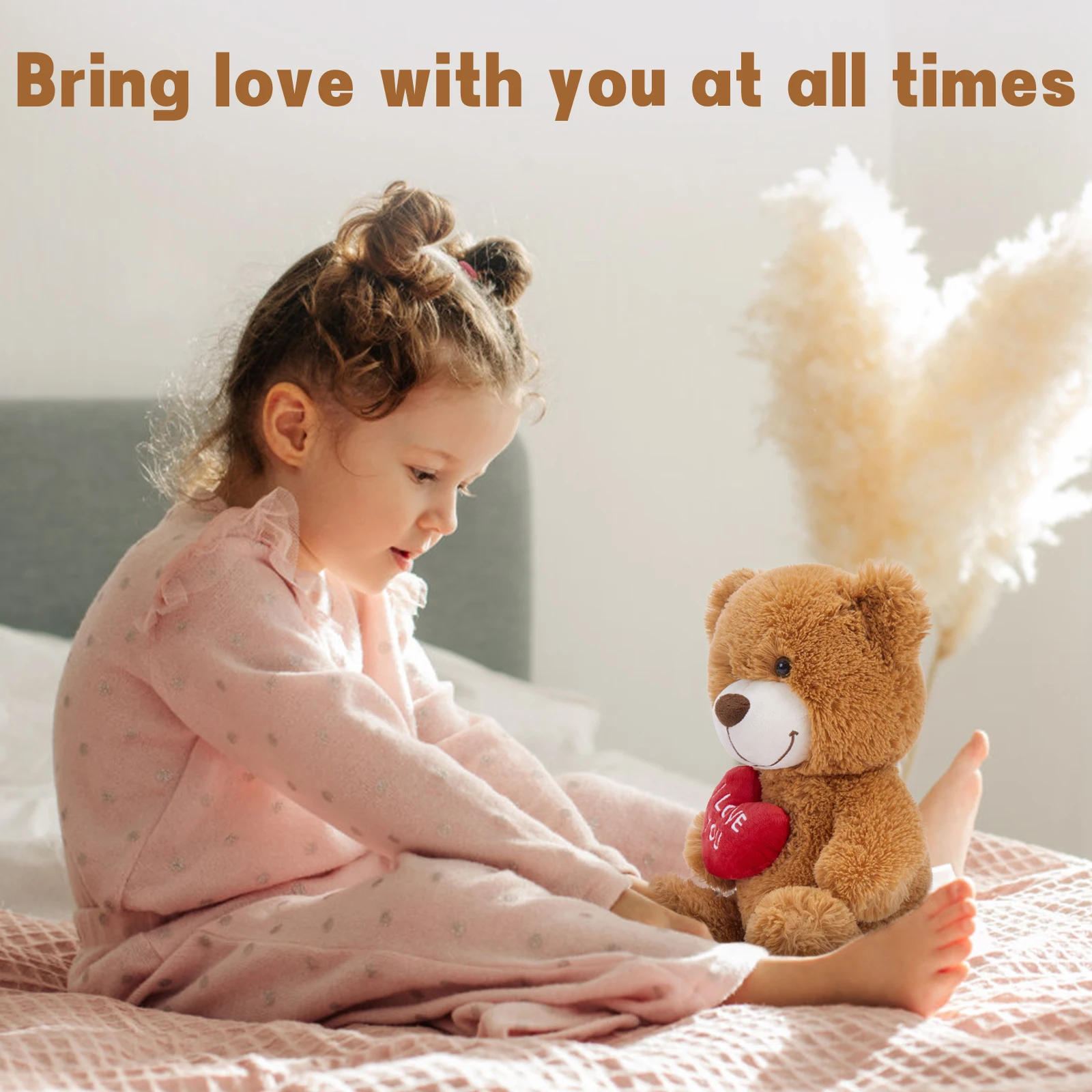 MaoGoLan Small Teddy Bear with Red Heart, I Love You Valentines Teddy Bear Stuffed Animal Dark Brown,Velvet Red HeartBear Gift-Leplay