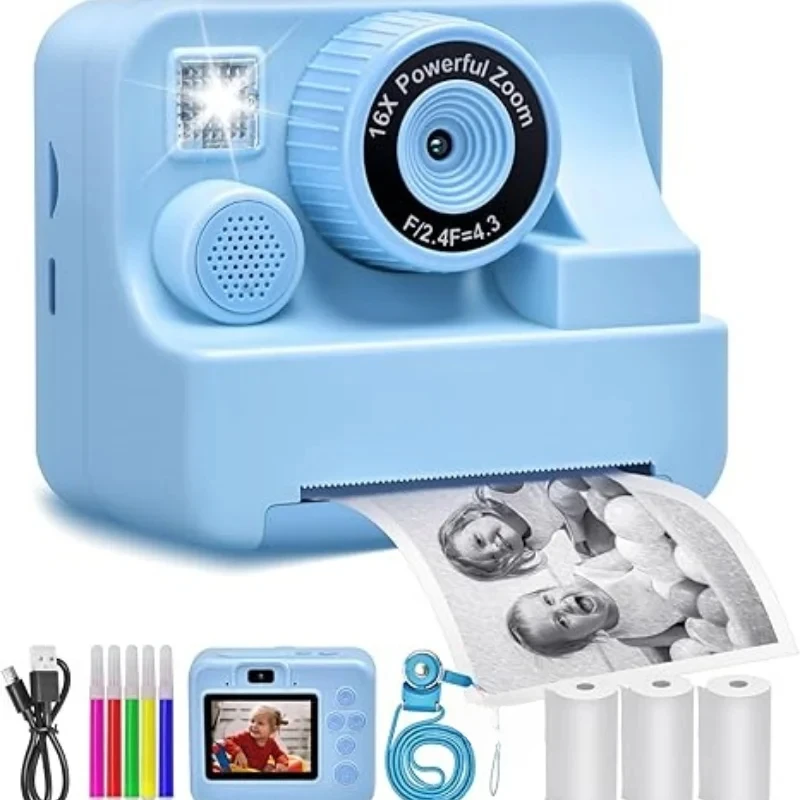 Children's Instant Printing Camera and Video Photography Toy for Boys and Girls, Mini Digital Camera with Printer-Leplay
