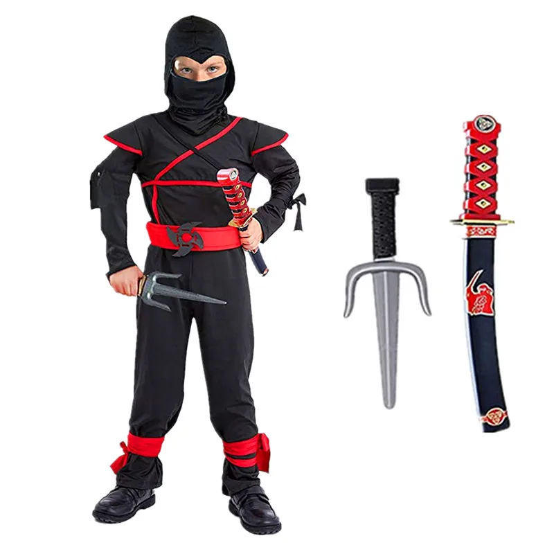 Black Ninja Costume Anime Ninja Toy Set Fighting Samurai Costume Mask Children's Holiday Best Gift-Leplay