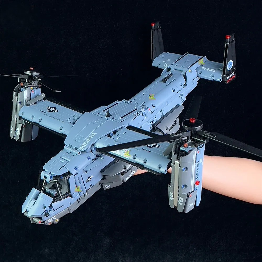 MOC 1389PCS V-22 Tiltrotor Aircraft Helicopter Building Block Children Military Airplane model Bricks Toy home Decor.
