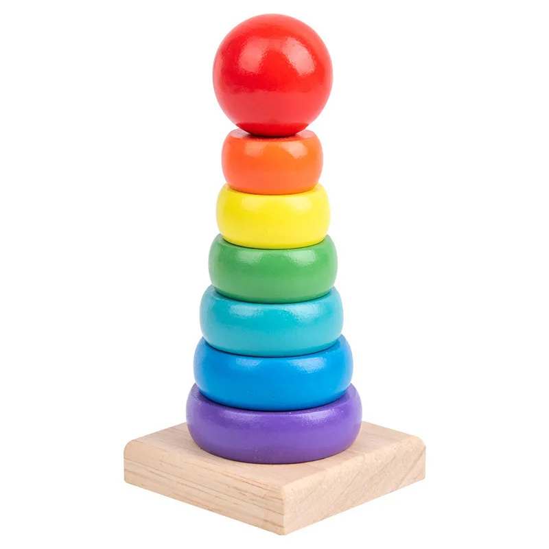 Montessori Toy Wooden Building Blocks Early Learning Educational Toys Color Shape Match Kids Puzzle Toys For Children Boys Girls-Leplay