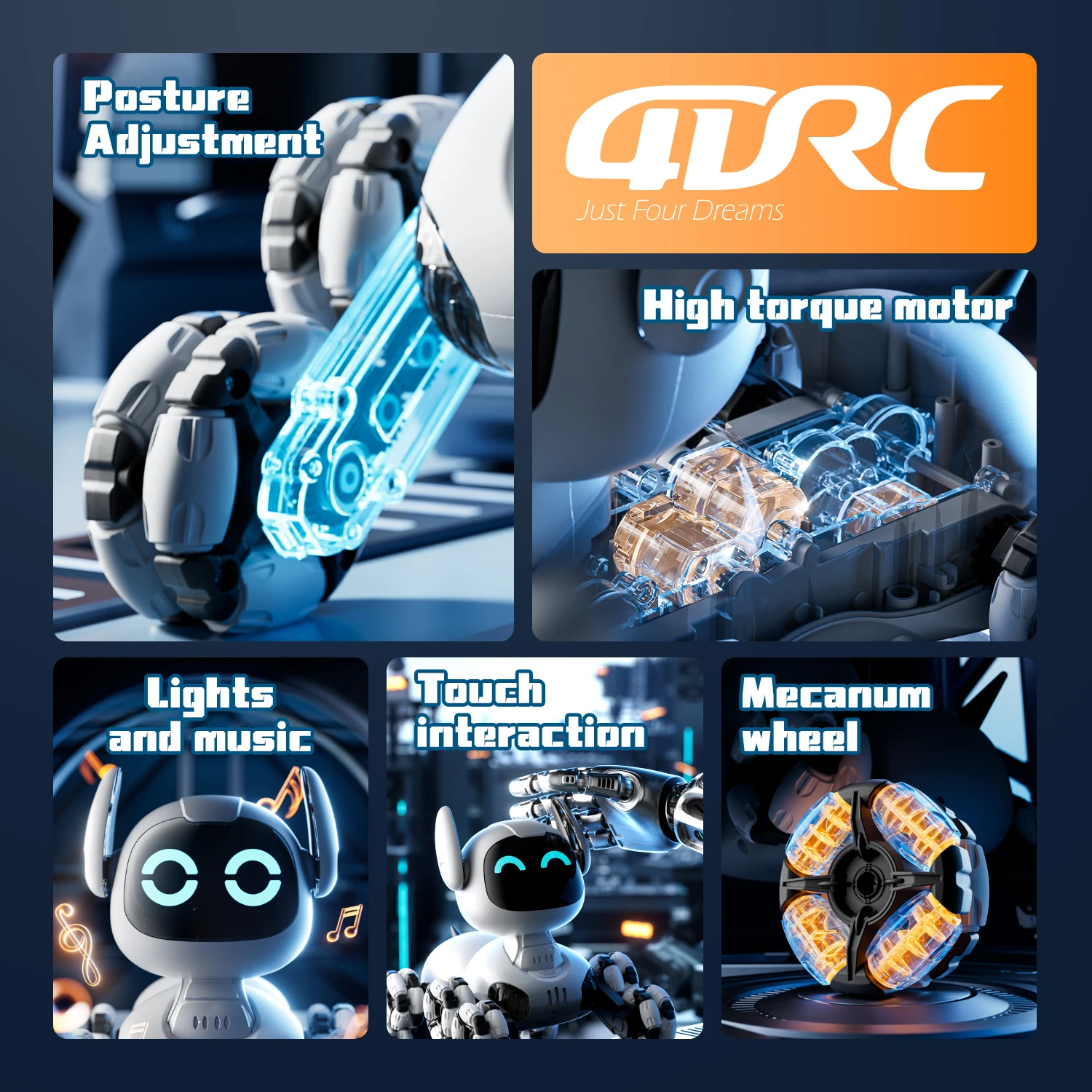 8WD Intelligent Remote Control Robot Dog Touch-sense Music Stunt RC Car Electric Radio Control Toys Kids Boys Girls Gifts-Leplay