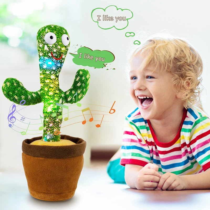 Dancing Cactus 120 Song Speaker Talking Usb Battery Voice Repeat Plush Cactu Dancer Toy Talk Plushie Stuffed Toys For Kids Gift-Leplay