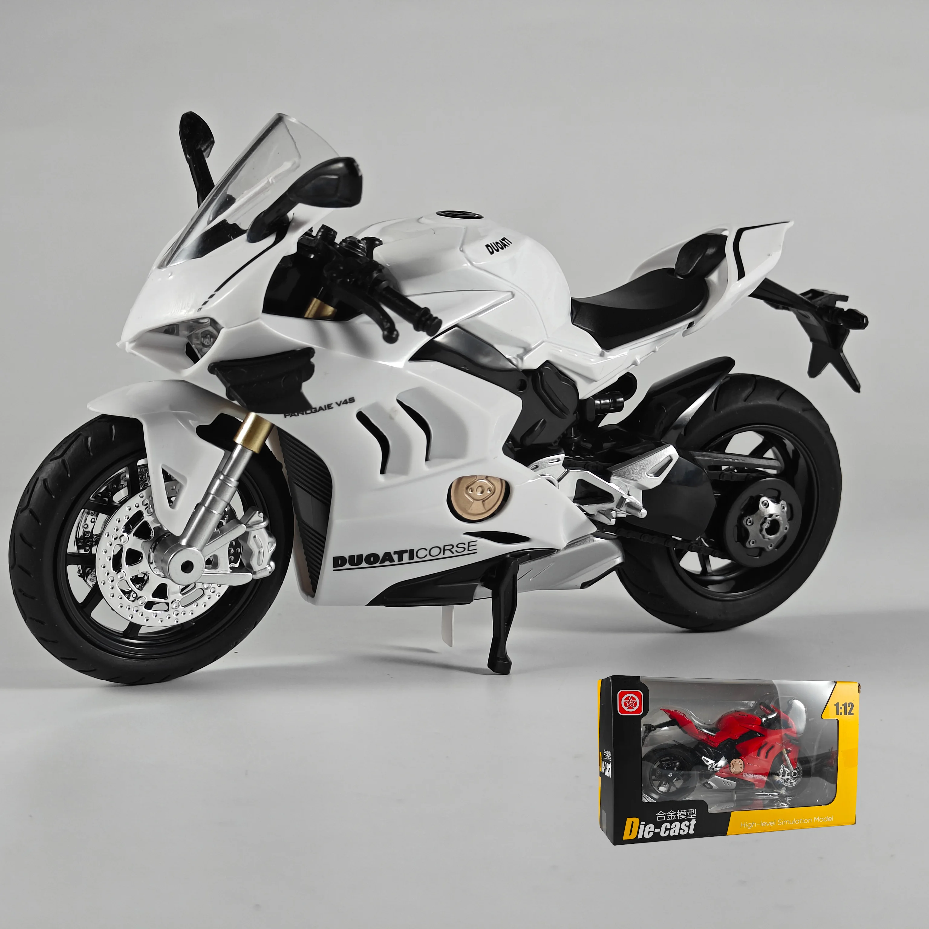 1:12 Scale Ducati V4S Racing Cross-country Motorcycle Diecast Model Sound And Light Toy Collect Hobby Model Ornaments Boys Toys-Leplay