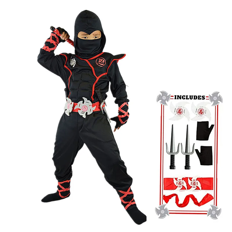 Black Ninja Costume Anime Ninja Toy Set Fighting Samurai Costume Mask Children's Holiday Best Gift-Leplay