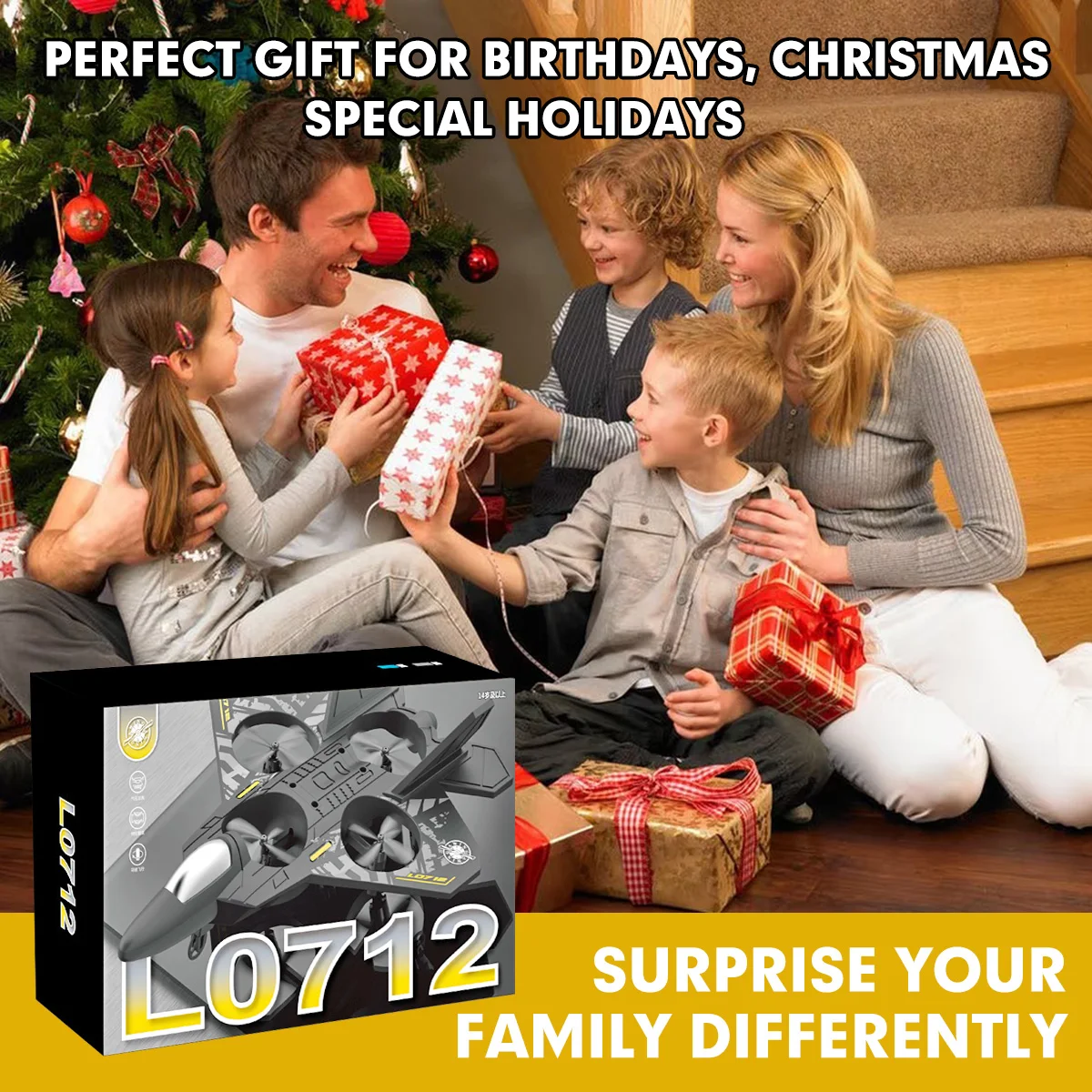 2.4G RC Fighter Plane L0712 EPP Foam Glider LED Light 6-Axis Gyro Gravity Sensing Remote Control Toy for Kids Boys Gifts-Leplay