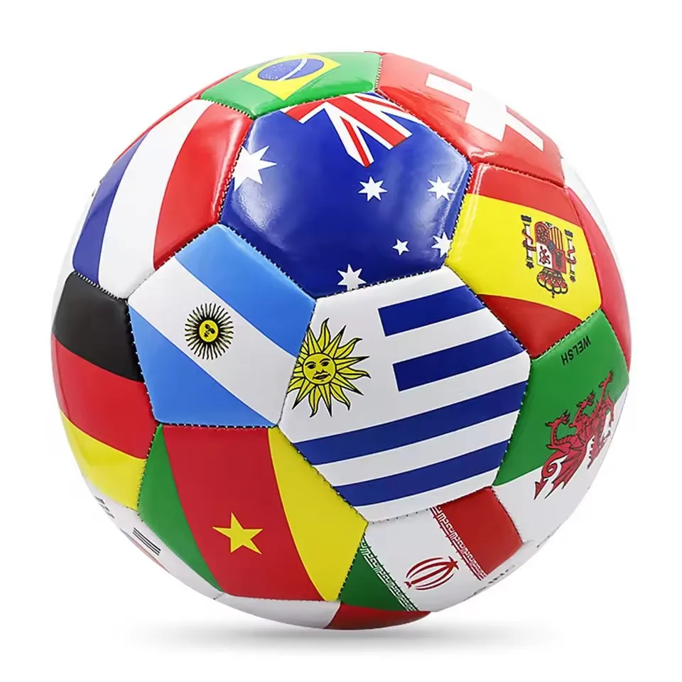 Flag Printed Soccer Ball Official Size 5 Soccer Match Ball Outdoor Match Game Football Pvc 2.7Thickened Team Training Footy Ball-Leplay