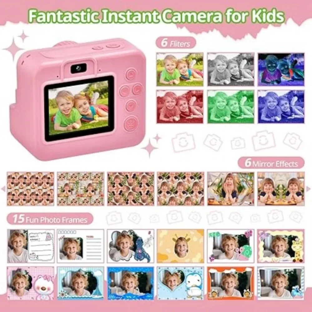 Children's Instant Printing Camera and Video Photography Toy for Boys and Girls, Mini Digital Camera with Printer-Leplay