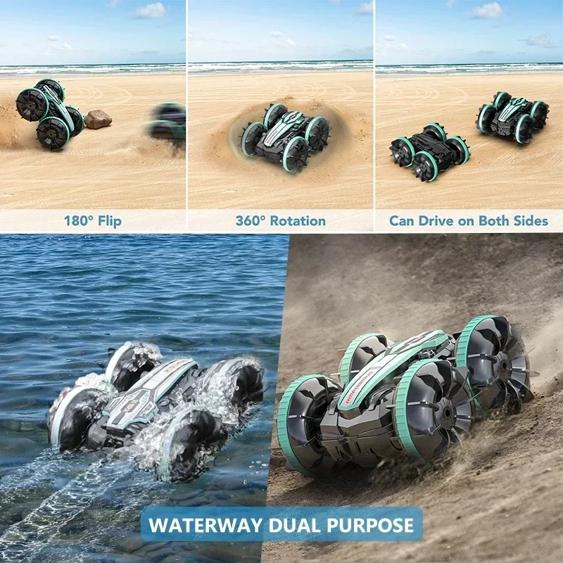 Amphibious RC Car Remote Control Stunt Car Vehicle Double-sided Flip Radio 4WD Drift Off Road Outdoor Toys for Boy Children Gift-Leplay