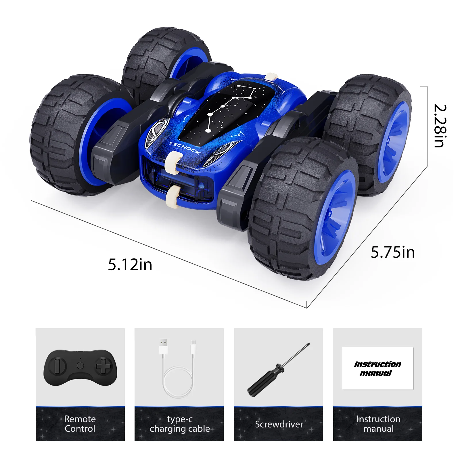 Remote Control Car with Lights for Boys 4-7, 2.4GHz Rc Stunt Cars for Kids, 360°Rotating Double Sided RC Car Toys Black-Leplay