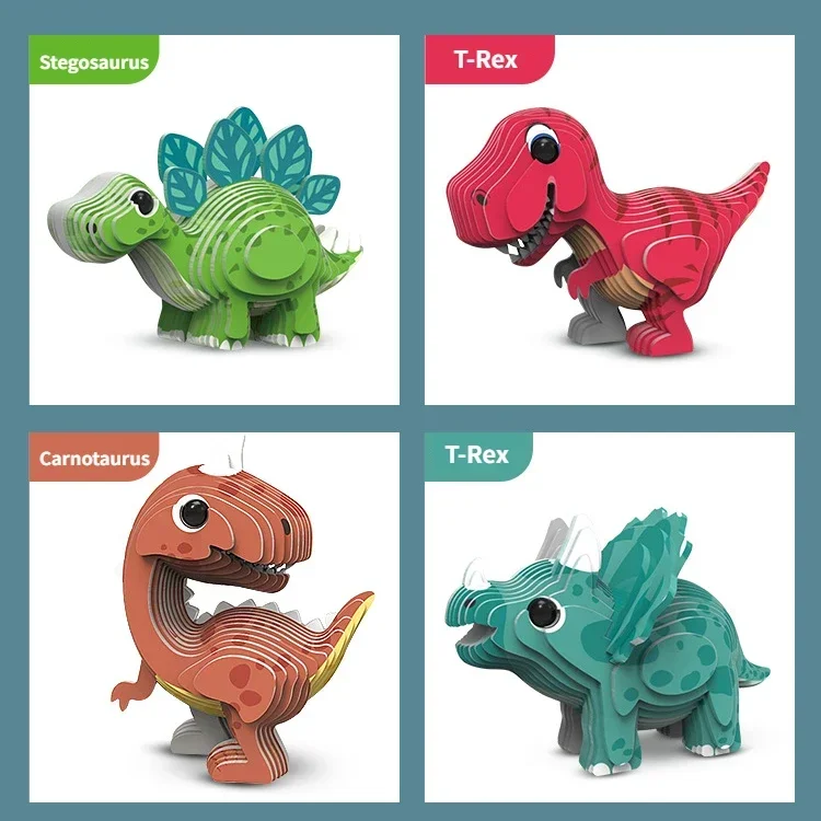 Children's 3D Puzzle Kindergarten Animal Puzzle Intelligence Early Education Toys Dinosaur Animal Model Paper 3-4-5-6 Years Old-Leplay