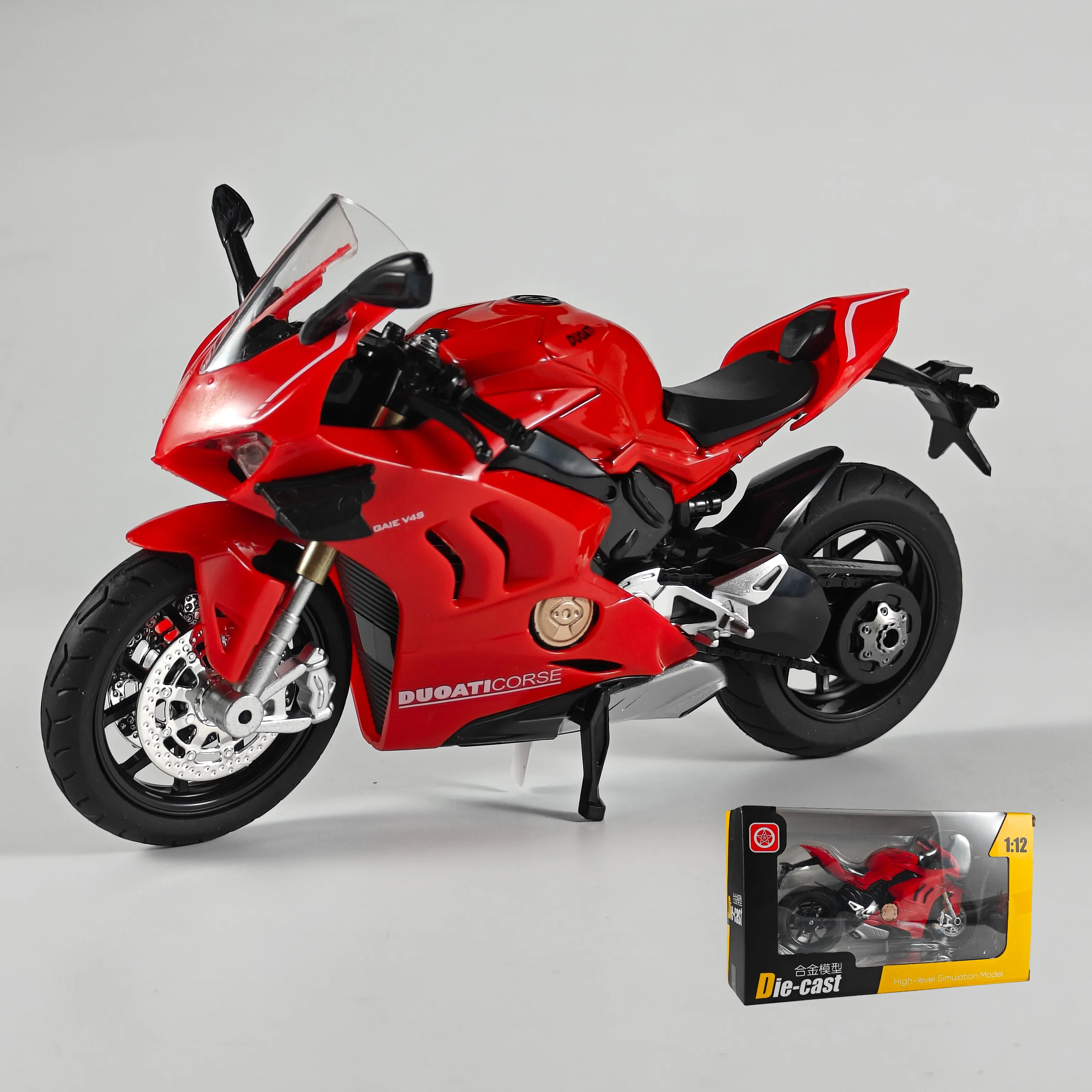 1:12 Scale Ducati V4S Racing Cross-country Motorcycle Diecast Model Sound And Light Toy Collect Hobby Model Ornaments Boys Toys-Leplay