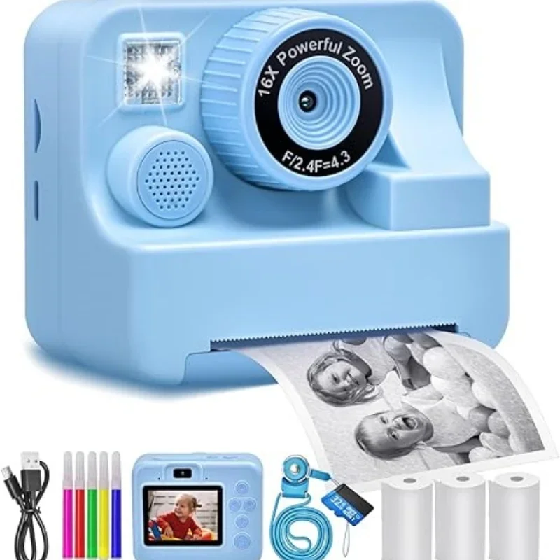 Children's Instant Printing Camera and Video Photography Toy for Boys and Girls, Mini Digital Camera with Printer-Leplay