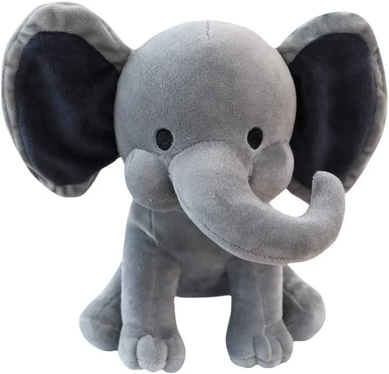 25cm Gray Elephant Stuffed Plush Toys Kawaii Animals Soft Sleeping Stuffed Pillow Doll Plushie for Baby Room Decorative Gifts-Leplay