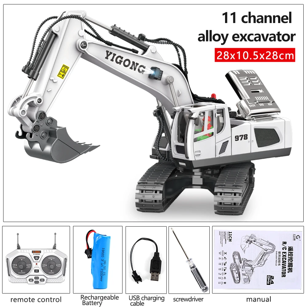 2.4G Excavator RC CAR Remote Control Engineering Dumper Vehicle Crawler Truck Bulldozer Toys for Boys Kids Excavator Gifts-Leplay
