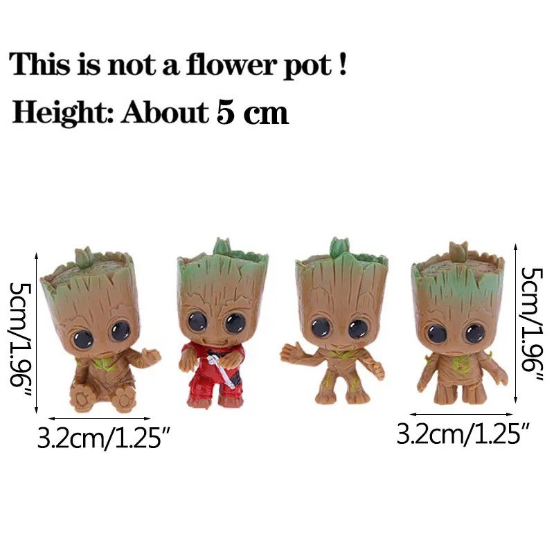 Home Decoration Crafts Miniature Model Office Desktop Display Cartoon Groot Figurines Handicrafts Decor Tree Man Ornament 5CM-Leplay