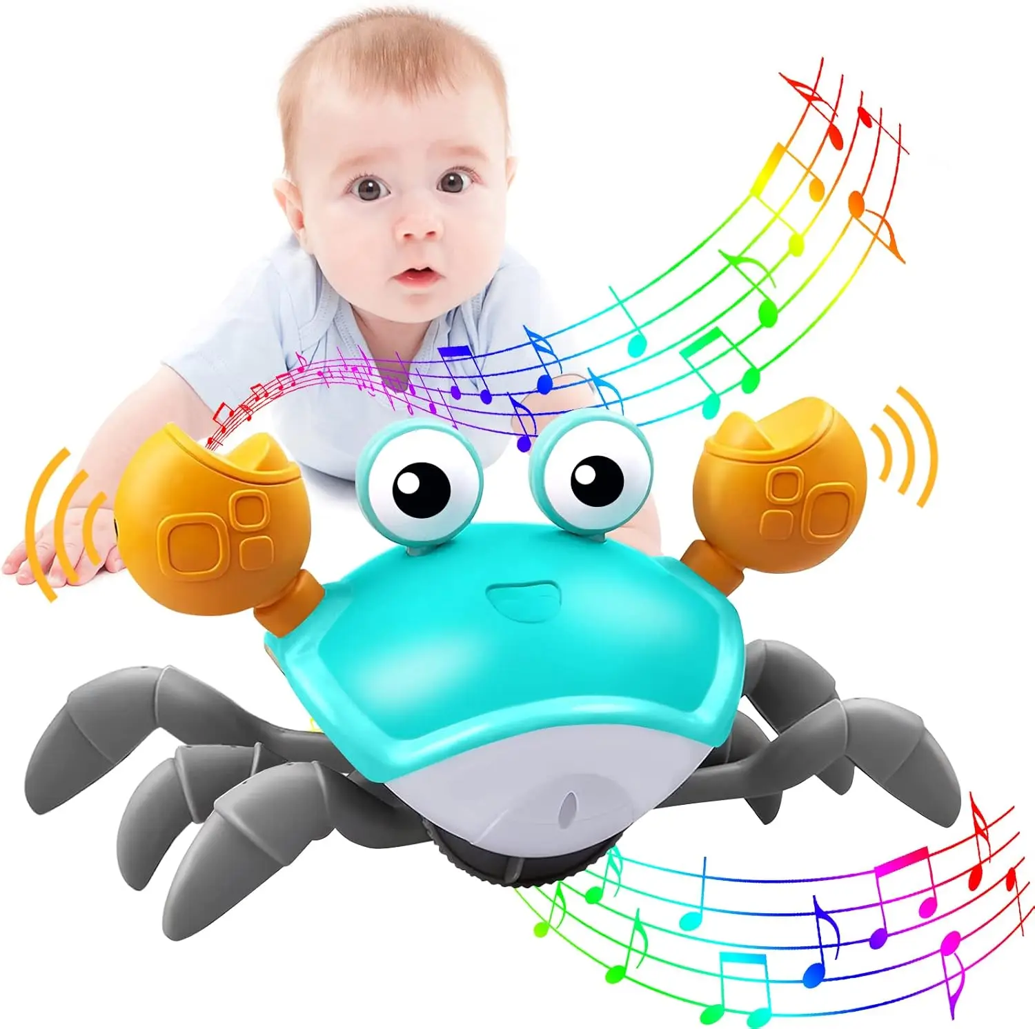 Induction Escape Crab Electric Pets Musical Toys Toddler Crawling Baby Walker Crab Interactive Toys for Children Gifts-Leplay