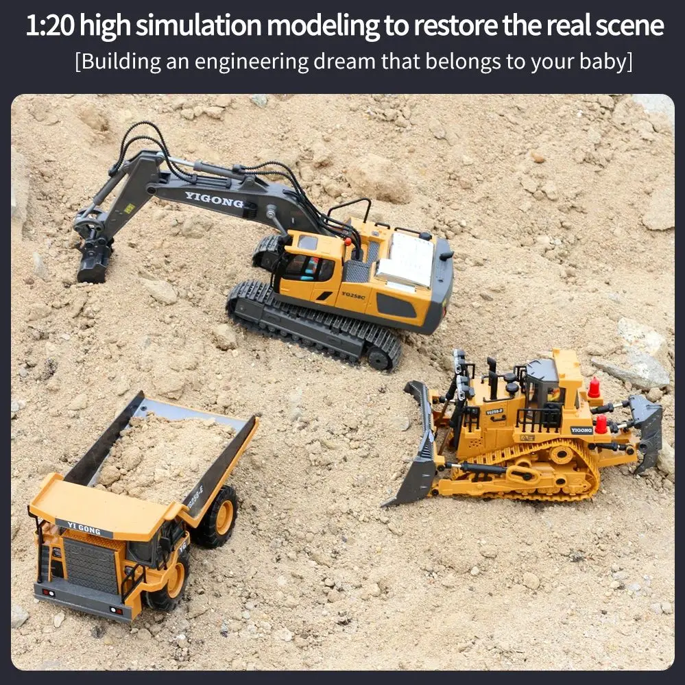 2.4G Excavator RC CAR Remote Control Engineering Dumper Vehicle Crawler Truck Bulldozer Toys for Boys Kids Excavator Gifts-Leplay