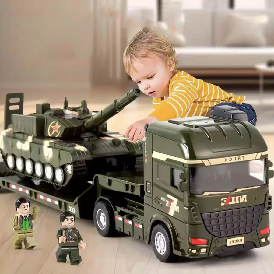 1pcs Scale-carrier container engineering set vehicle excavator transport truck model inertial car education toys gift for childr-Leplay
