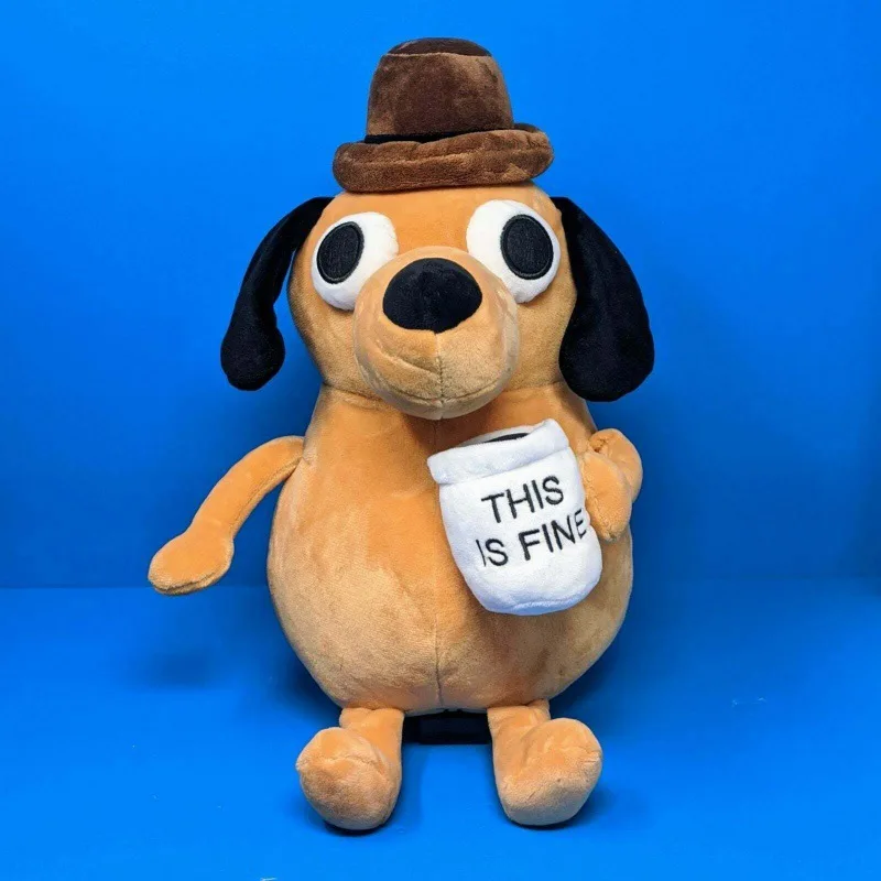 25cm This Is Fine Meme Coffee Dog Plush Toy Soft Stuffed Doll Animals Kids Toy Gift for Children Boy Birthday