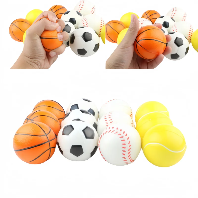 12Pcs Soft Football Basketball Baseball Tennis Toys Foam Sponge Decompression Vent Stress Balls Soccer Anti Stress Sports Toy-Leplay