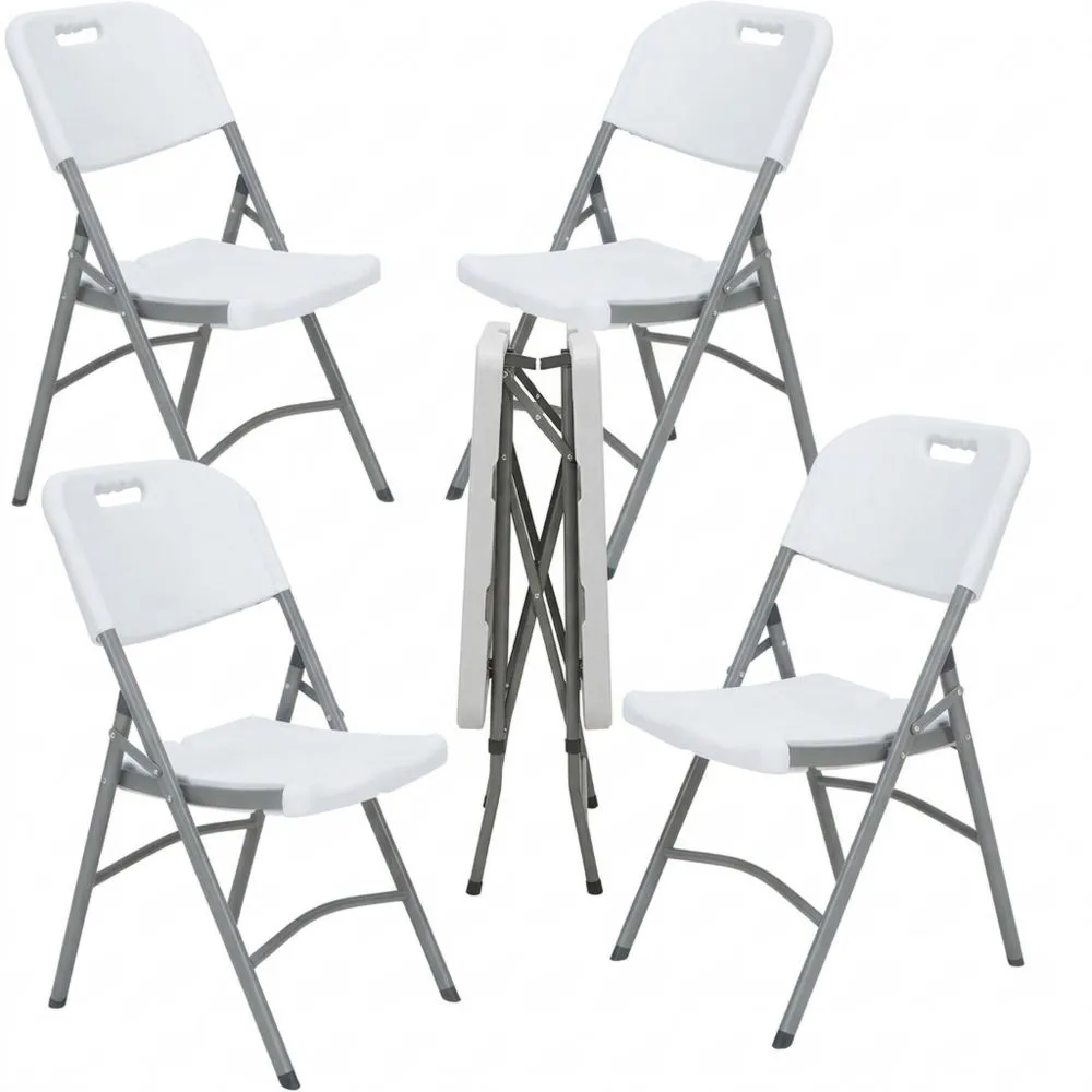 Mesa Plegable Multifuncional Ajustable en Altura y Conjunto de 4 Sillas Plegables para Exteriores