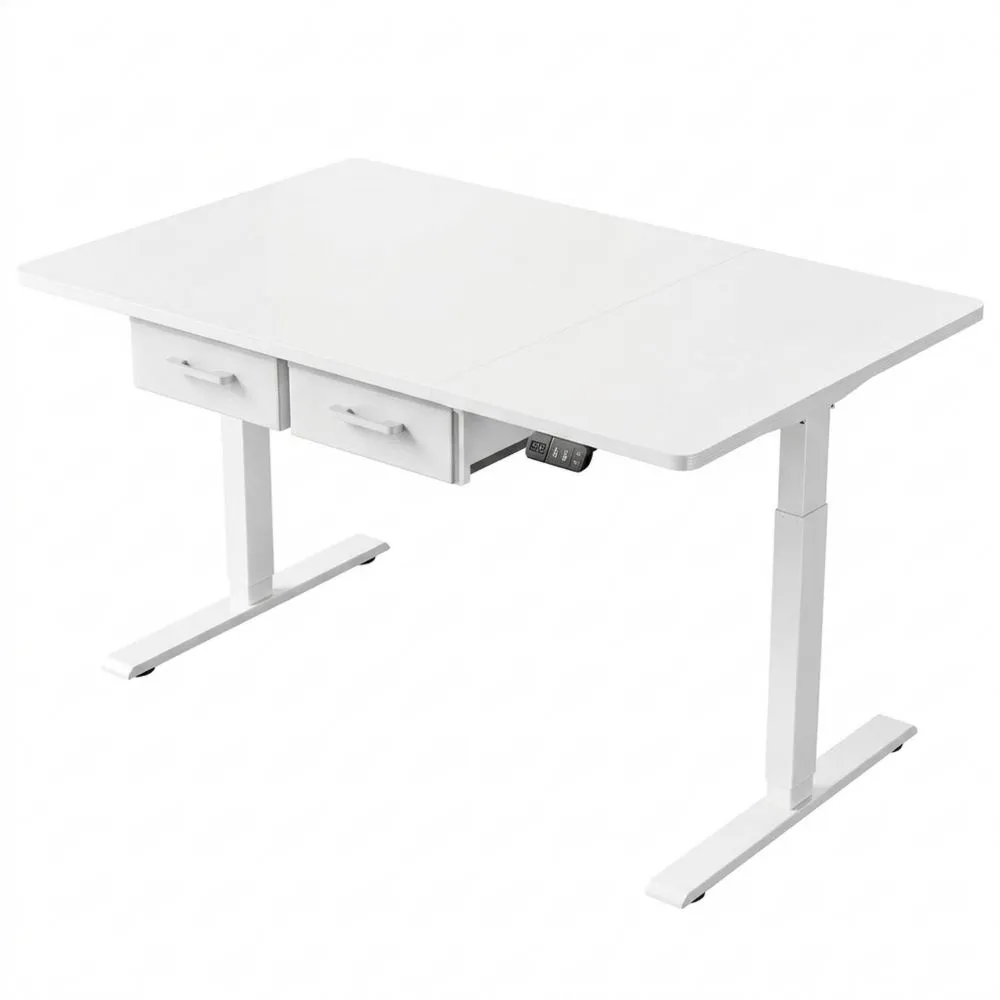 Escritorio Ajustable en Altura 120 x 80 cm con Puertos USB y Cajones Extraíbles