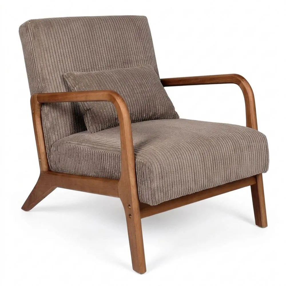 Sillón y Sofá de Metal Marrón con Tapizado Taupe 64.5x75x83.5 cm