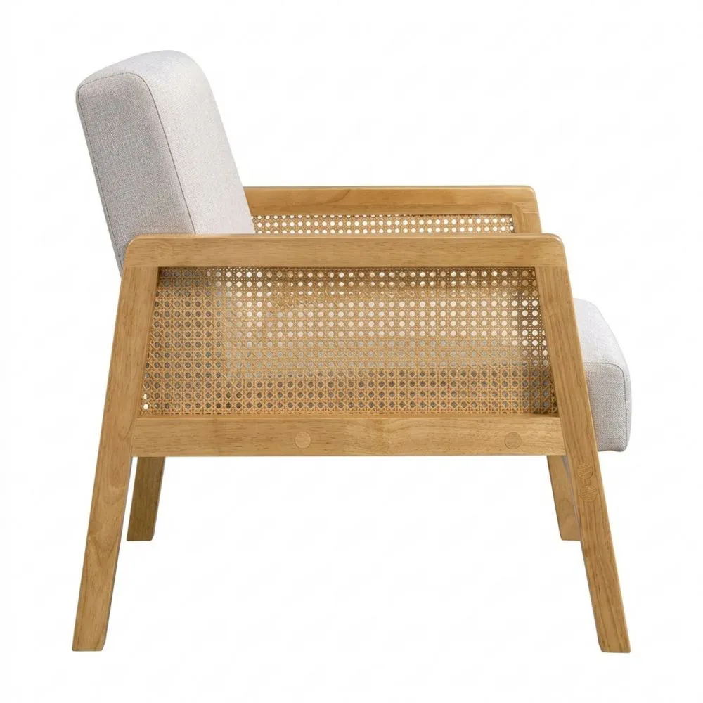 Sillón de Sala de Estar con Estructura de Madera y Cojines Acolchados