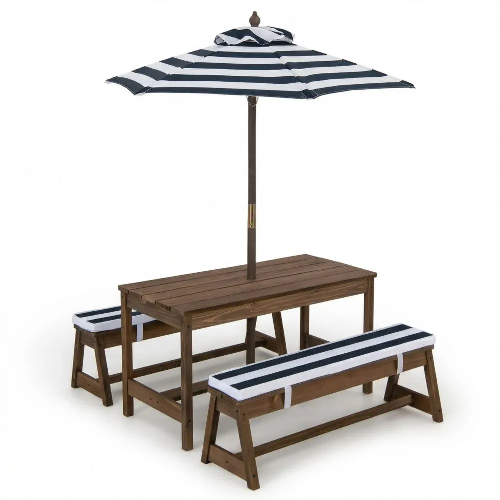 Mesa de Picnic Infantil de Madera con Sombrilla Ajustable
