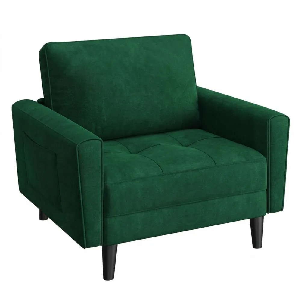 Sillón individual de tela para sala de estar y dormitorio, capacidad máxima 136 kg, verde