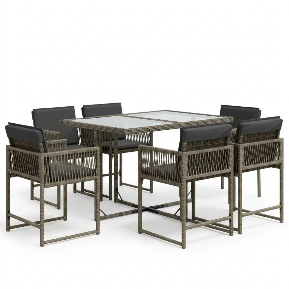 Conjunto de Comedor Exterior con Mesa y 4 Sillas de Ratán y Acero Resistente al Clima