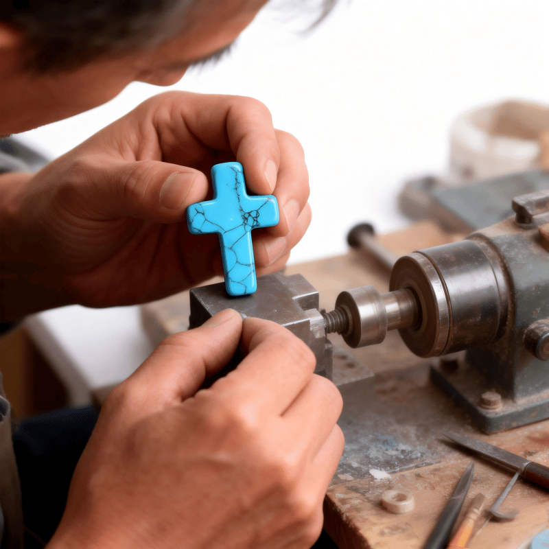 ✝️Natural Turquoise Pocket Cross: Handcrafted for Peace & Serenity❤️