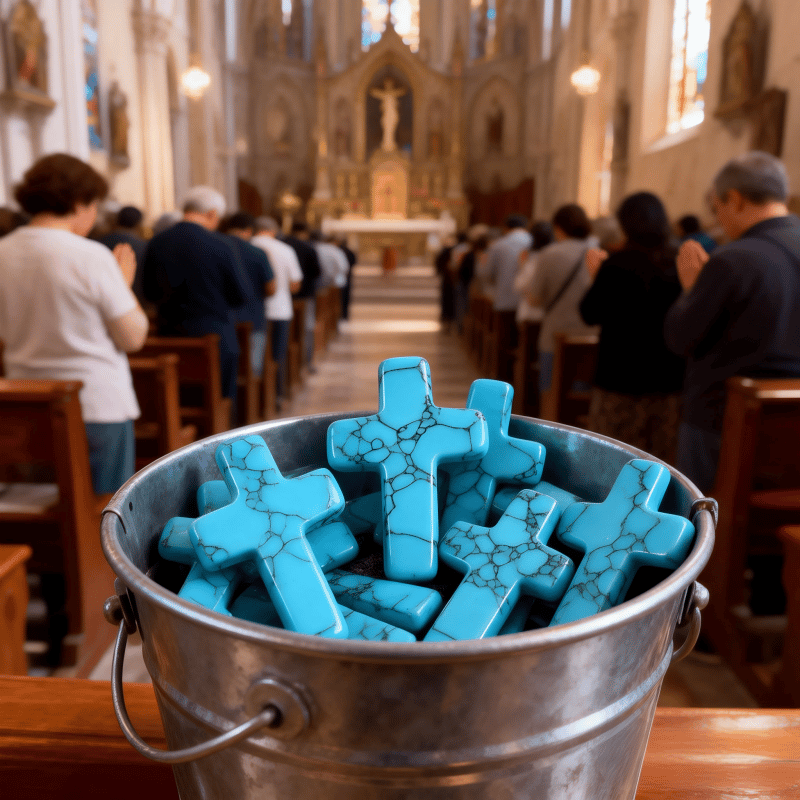 ✝️Natural Turquoise Pocket Cross: Handcrafted for Peace & Serenity❤️