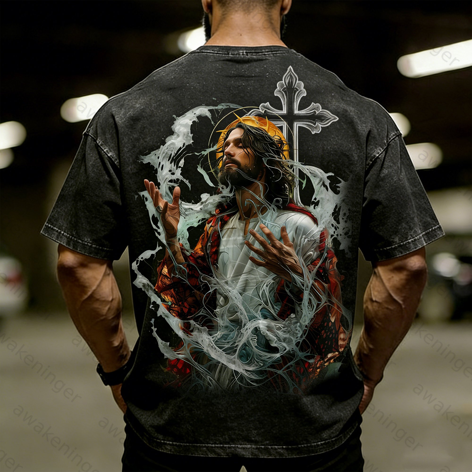 Premium Men's "Holy Cross Soul" Christ-Washed T-Shirt