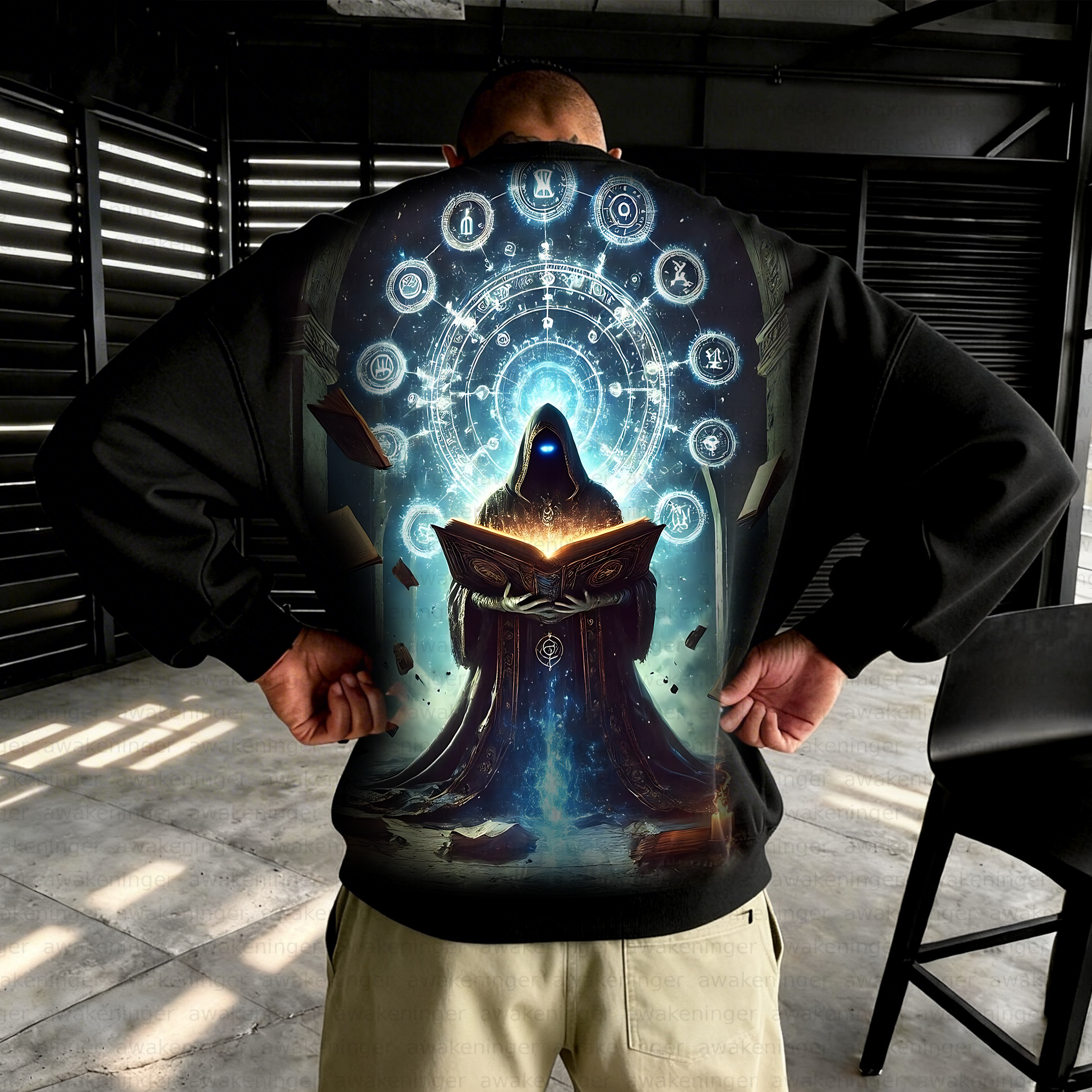 Unisex streetwear patterned retro Crew Neck Sweatshirt