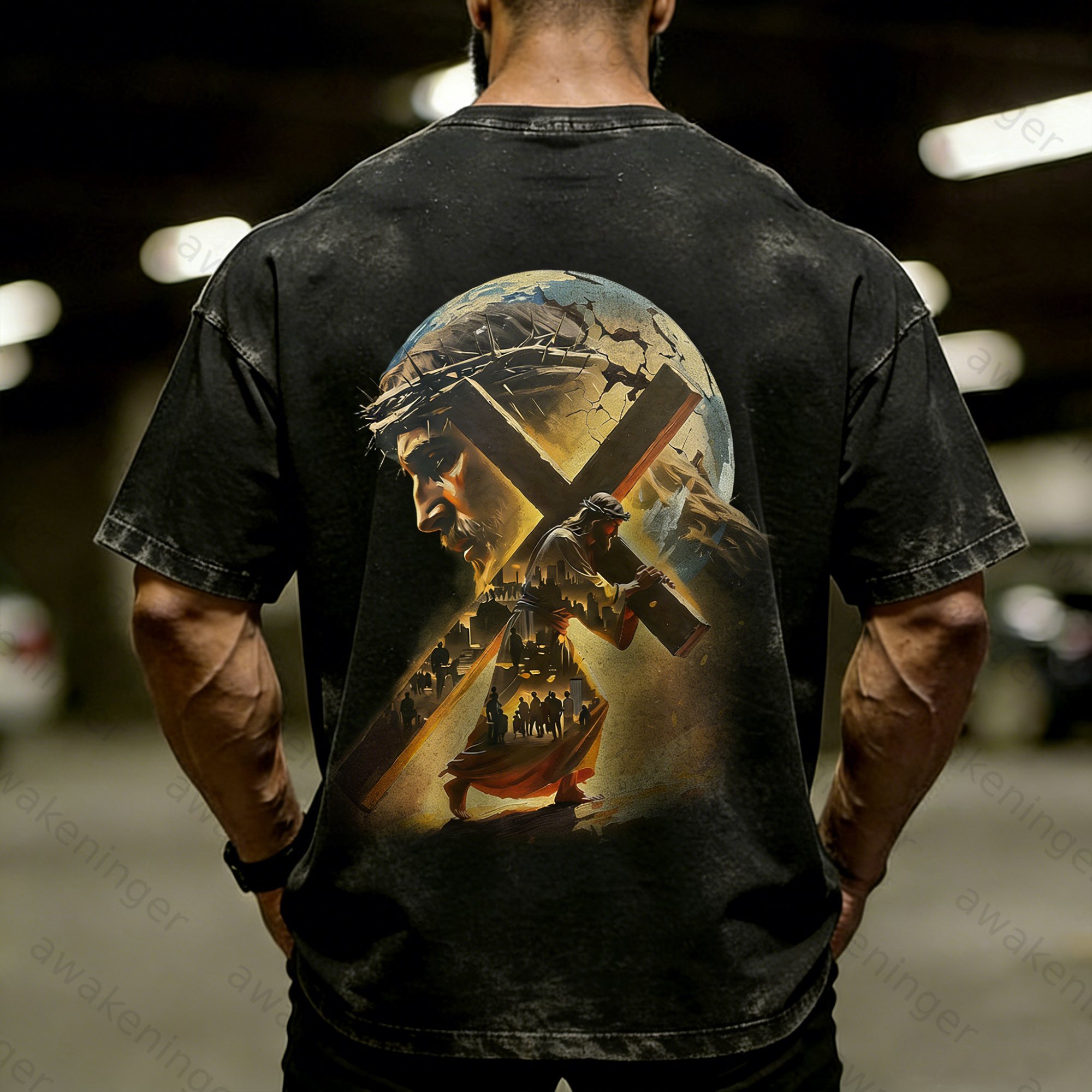 Premium Men's "Sacred Journey & Glory" Christian Garment-Washed T-Shirt