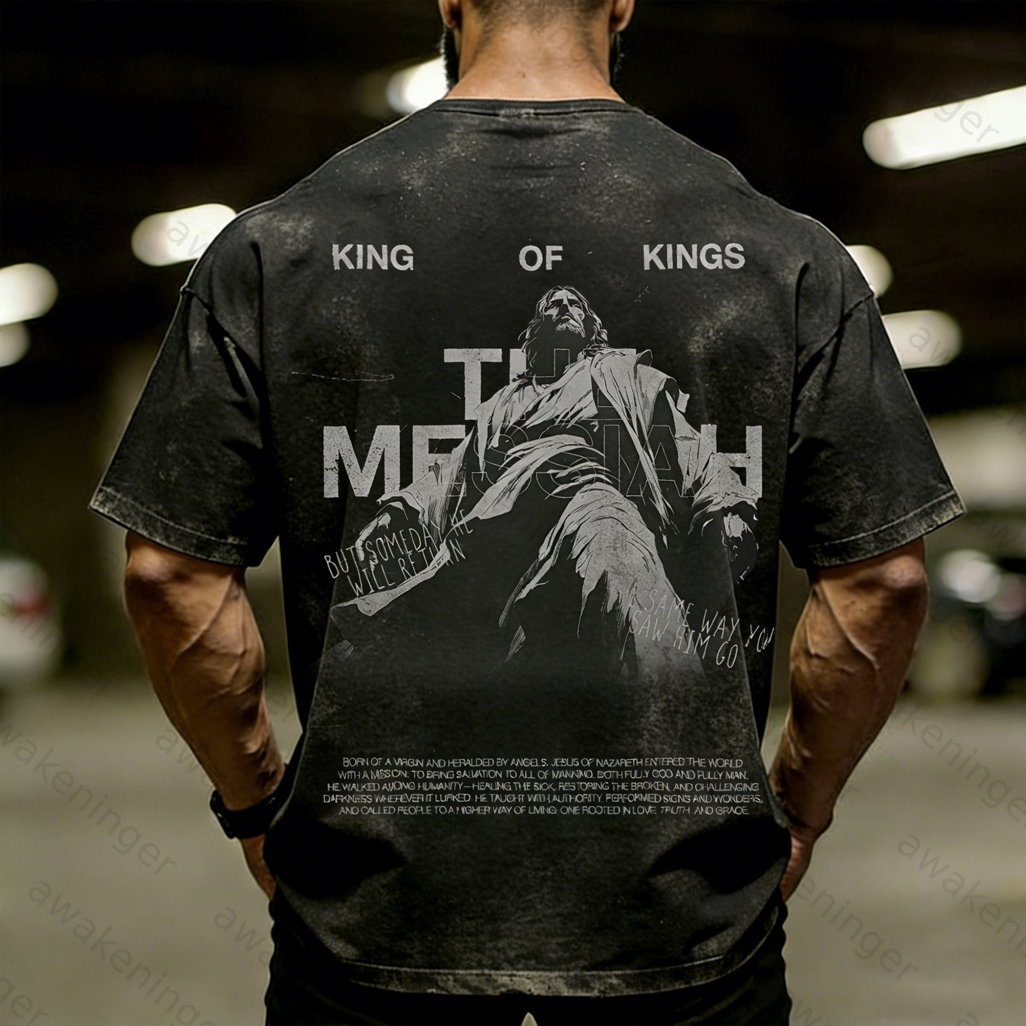 Premium Men's "The Lord Reigns" Christ-Themed Washed T-Shirt