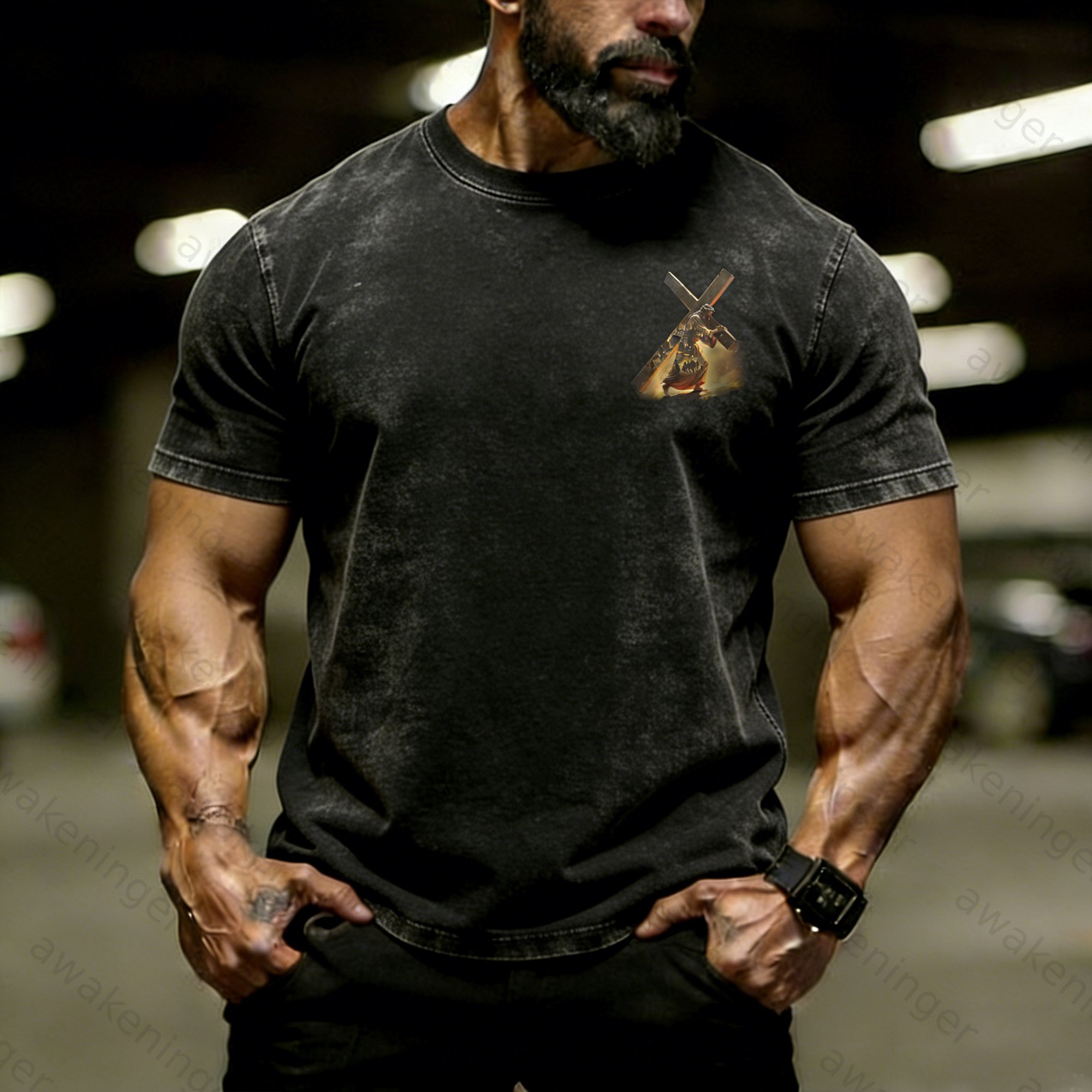 Premium Men's "Sacred Journey & Glory" Christian Garment-Washed T-Shirt