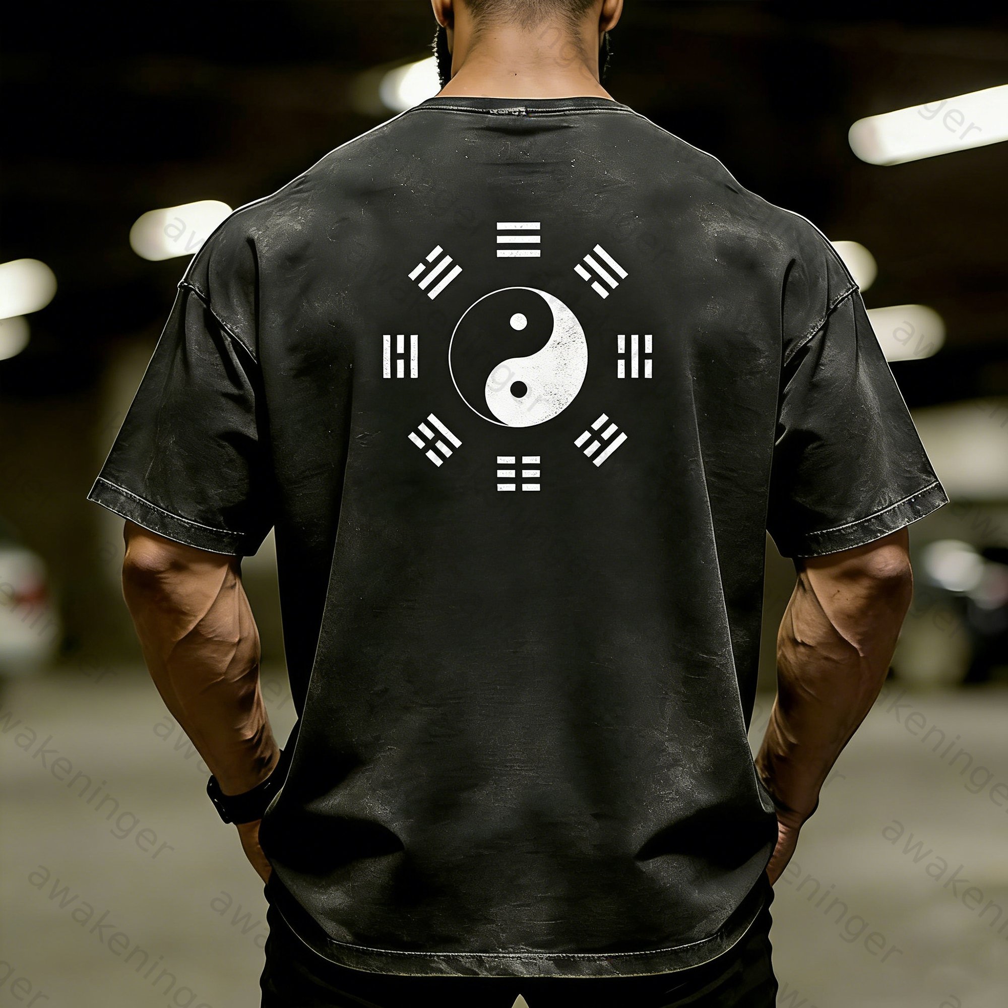 Premium Men's "Taiji & Bagua" Daoist Washed T-Shirt