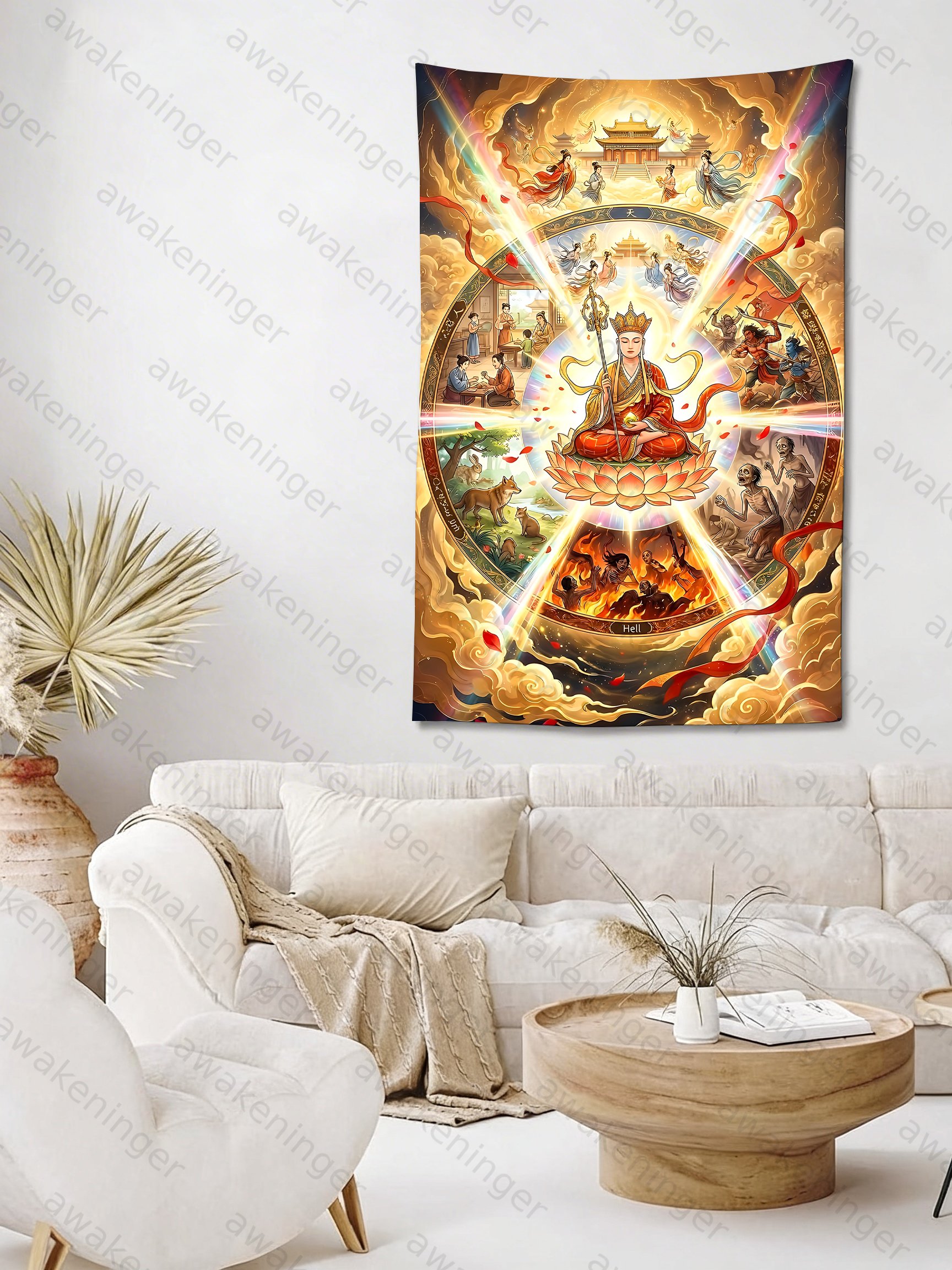 Compassionate Salvation Print Hanging Cloth Background Cloth Large Size Wide Room Decoration Short Plush Tapestry