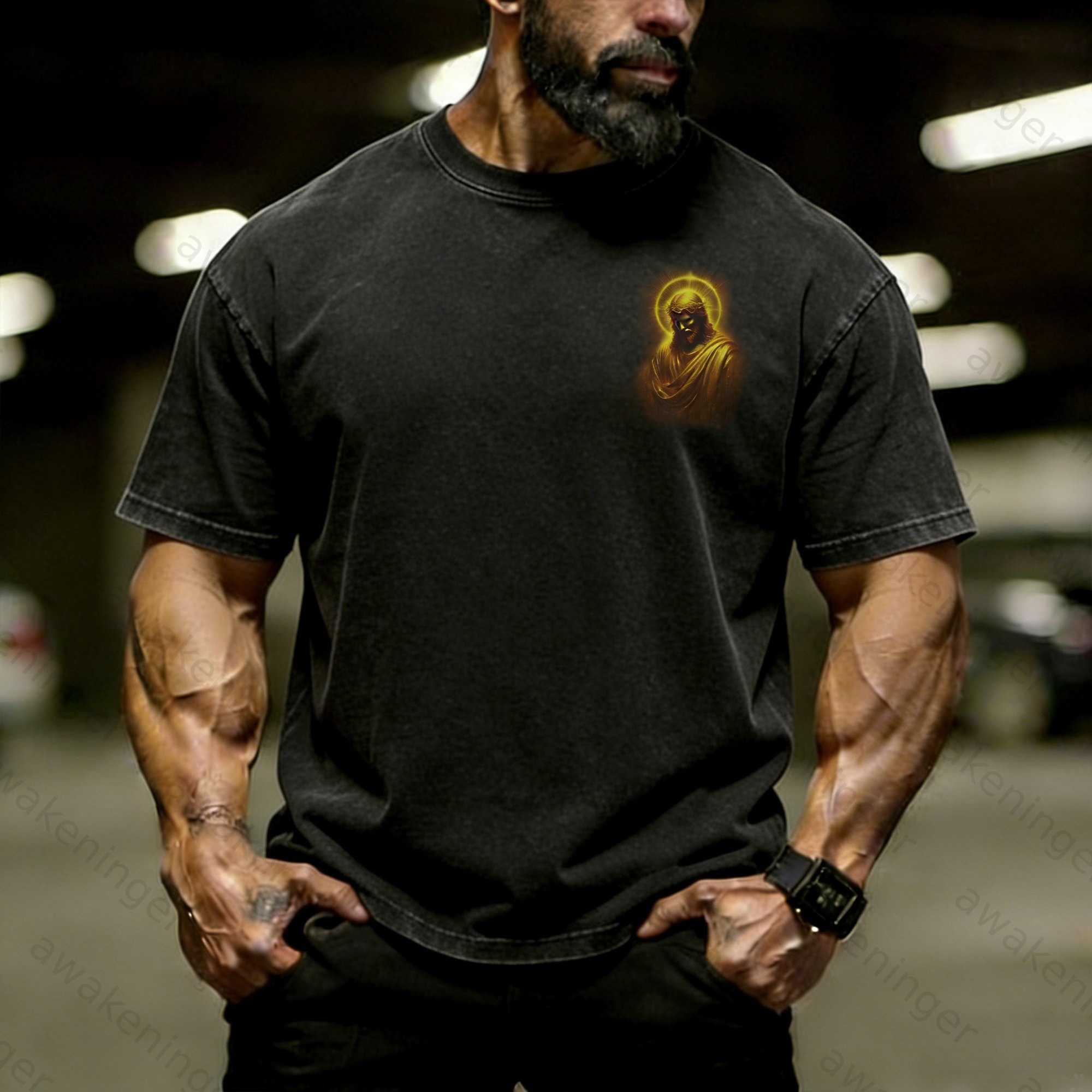 Premium Men's "Divine Blessing" Christian Garment-Washed T-Shirt