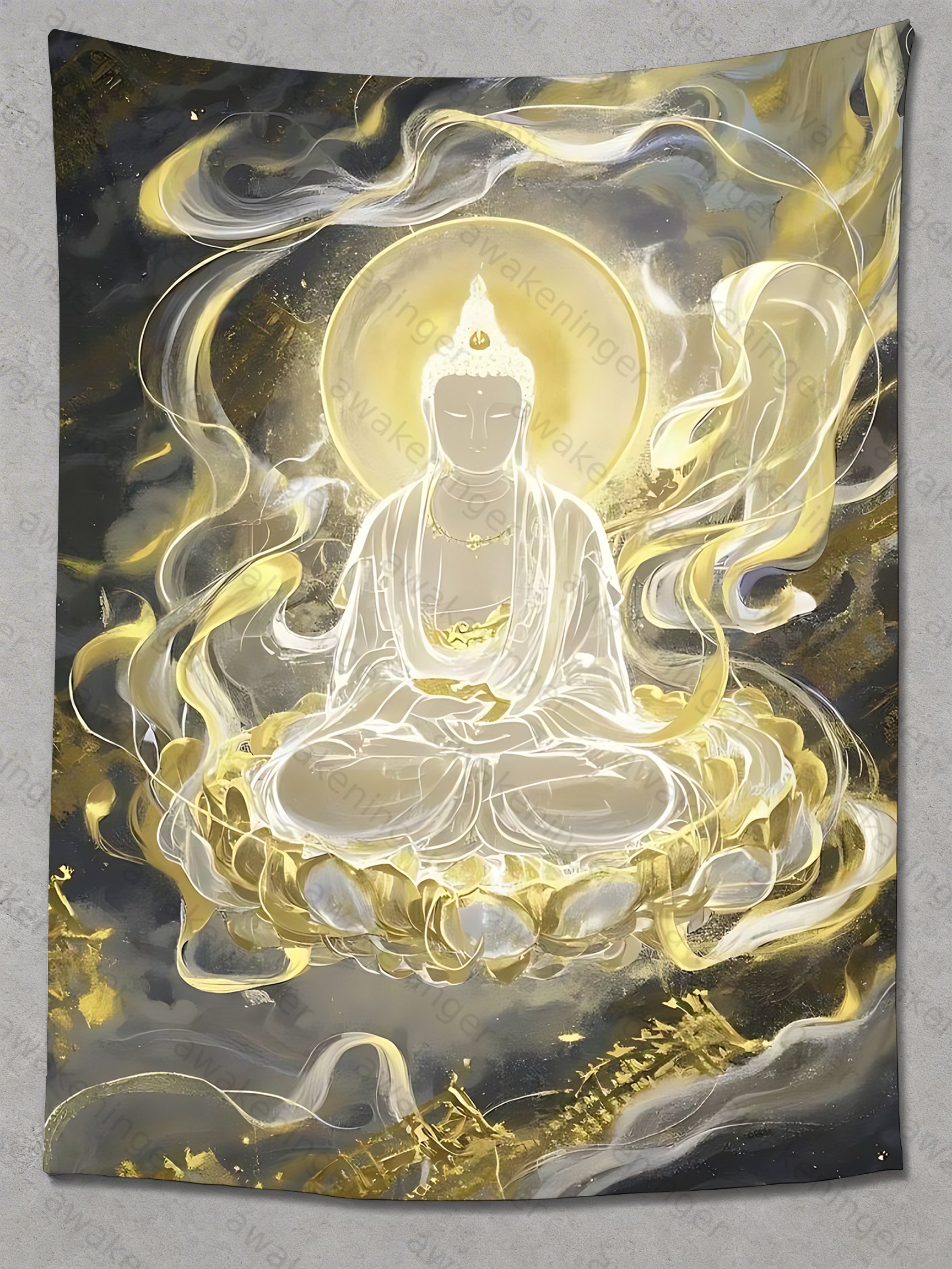 Lotus Meditation Meditation Print Hanging Cloth Background Cloth Large Size Wide Room Decoration Short Plush Tapestry