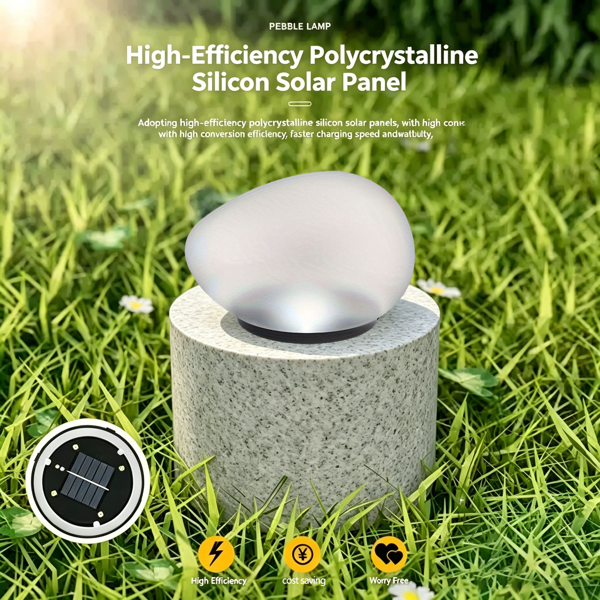 🌙 Outdoor Solar Pebble Lawn Light