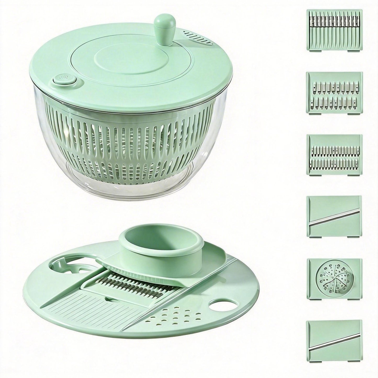 🥗 Large Capacity Salad Spinner Set with Multi-Blade Prep System