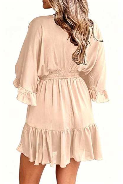 Women’s V-Neck Ruffle Mini Dress(Buy 2 Free Shipping)