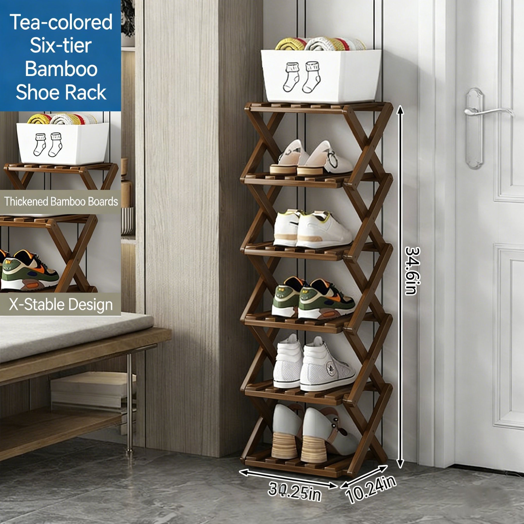 The 9-Tier No-Assembly Bamboo Rack !🌿👟